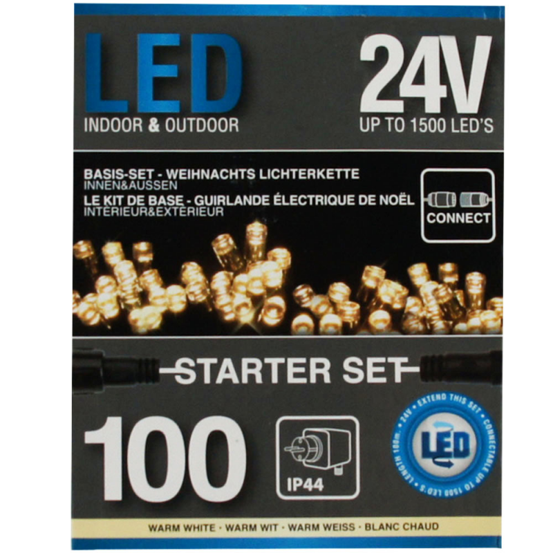Sznur 100 LED ciepła biel 7,5m starter do łączenia