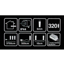 Sznur 320 LED multikolor 12m