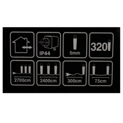 Sznur 320 LED multikolor 24m